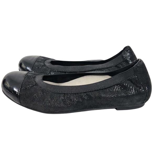 VIONIC ALLORA WOMEN BLACK BALLET FLAT PATENT COMFORT ORTHOTIC CUSHIONED SZ 7 EUC - Picture 3 of 7